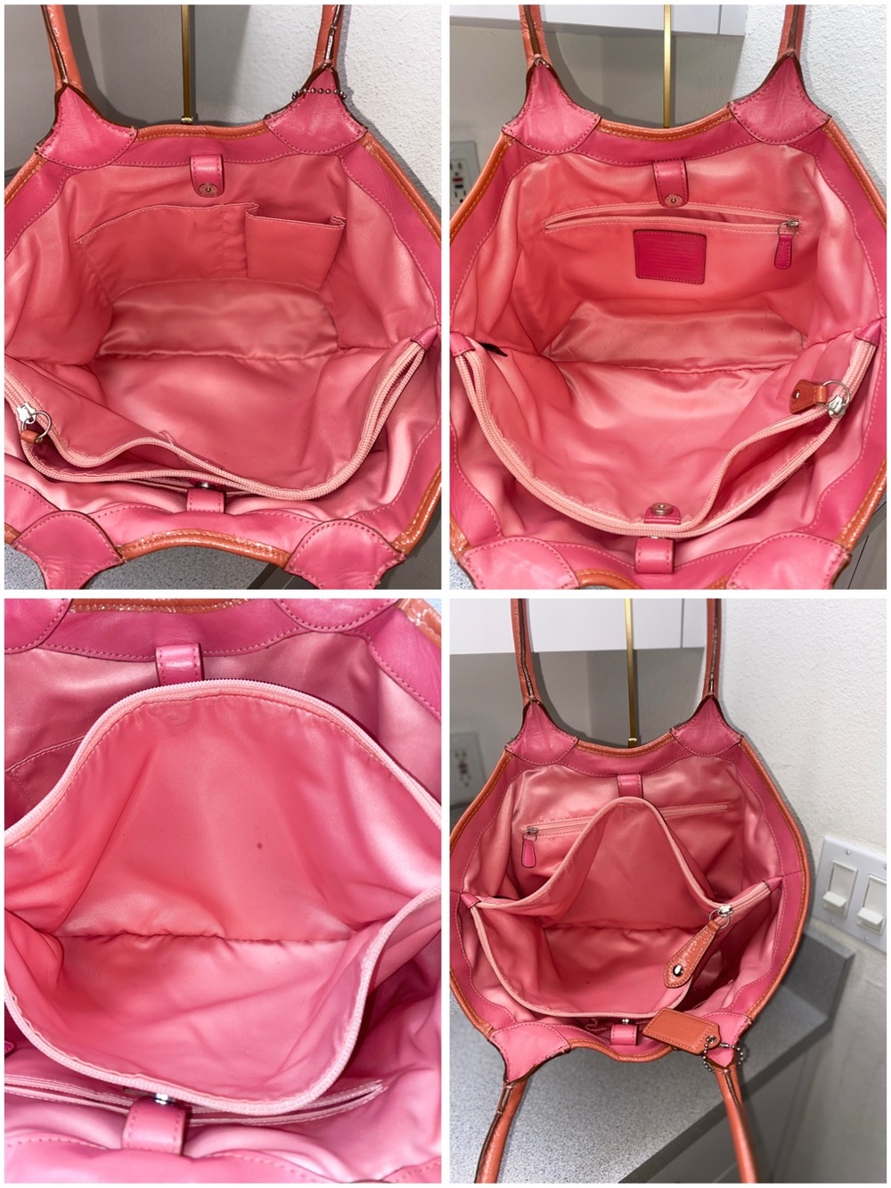 Coach Bleeker Signature Floral Tote Pink Trim Daisy Flower Applique 3 Piece Set - Picture 9 of 15